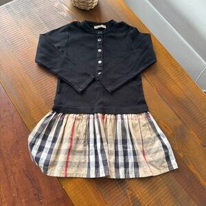 Burberry Black Top with Signature Check Skirt Dress